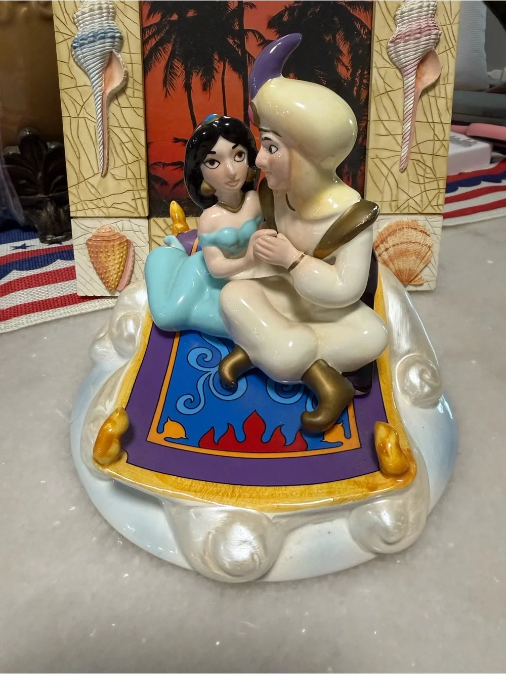 Romantic Magic Carpet Figurine - Blue, Purple & Gold